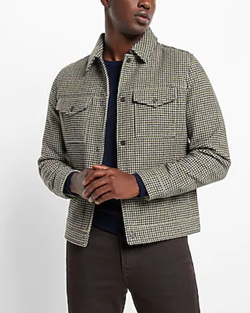 Houndstooth Wool-Blend Trucker Jacket