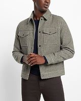 Houndstooth Wool-Blend Trucker Jacket Multi-Color Men's M Tall