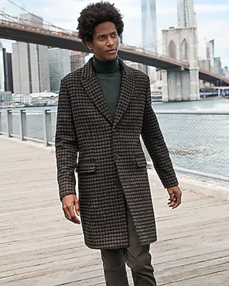 Checkered Wool-Blend Topcoat