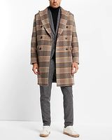 Plaid Wool-Blend Topcoat Multi-Color Men's S