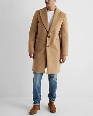 Camel Wool-Blend Topcoat Neutral Men