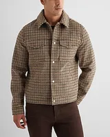 Plaid Wool-Blend Trucker Jacket