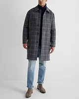 Plaid Wool-Blend Topcoat Blue Men's L