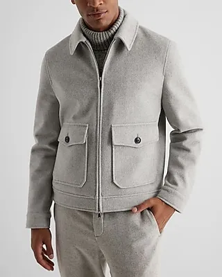 Light Gray Wool-Blend Jacket Gray Men's XS