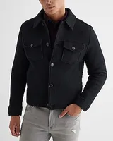 Wool-Blend Boucle Textured Trucker Jacket