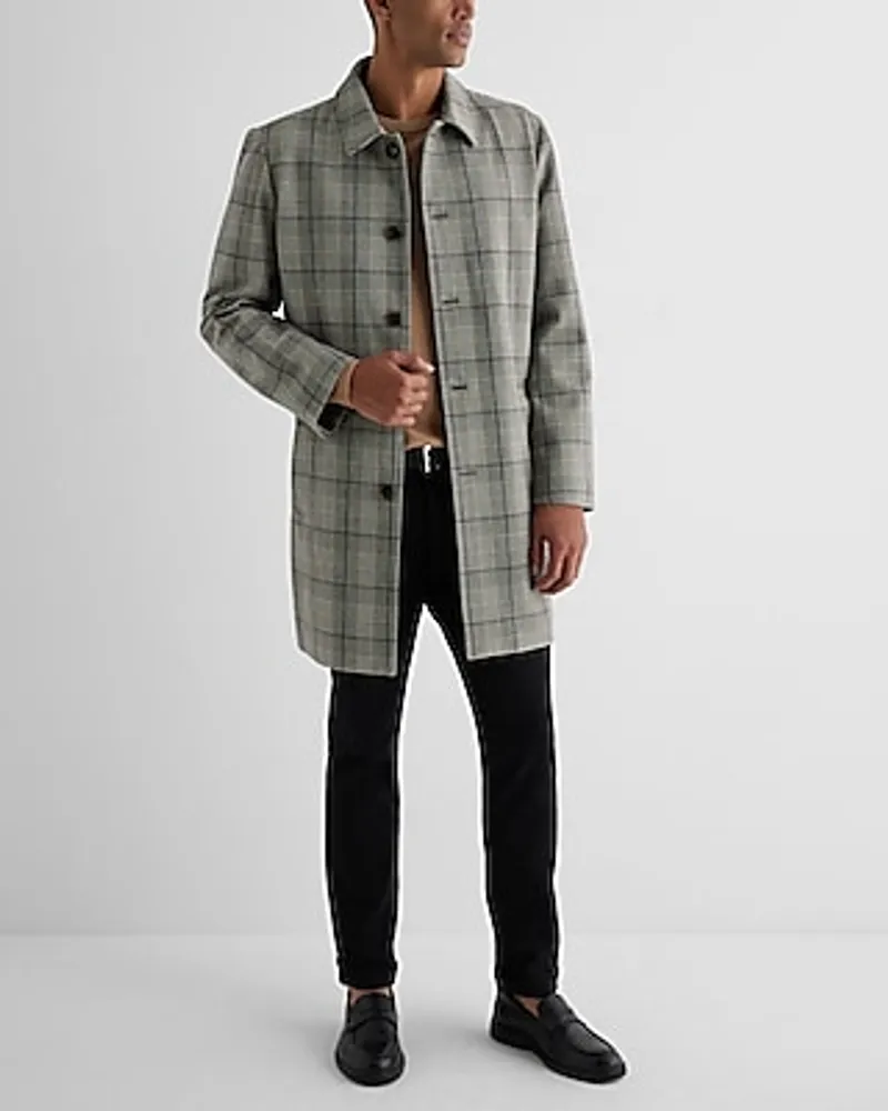 Plaid Lightweight Topcoat Multi-Color Men's L Tall