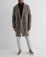 Plaid Double-Breasted Wool-Blend Topcoat Multi-Color Men's S