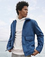 Blue Faux Suede Bomber Jacket Blue Men's