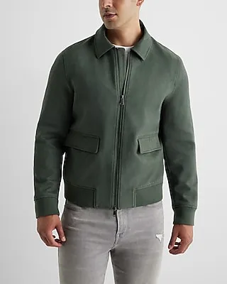 Green Faux Suede Bomber Jacket