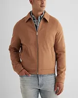 Faux Suede Trucker Jacket Orange Men's L