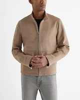 Light Brown Faux Suede Biker Jacket