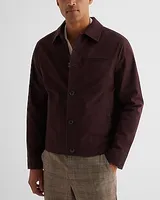 Burgundy Cotton Stretch Shirt Jacket Red Men's S