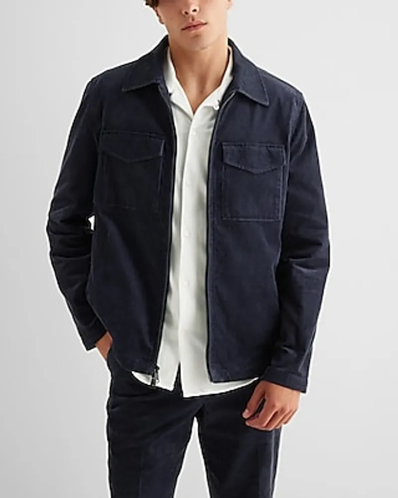 Corduroy Double Pocket Shirt Jacket Blue Men