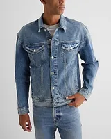 Light Wash Denim Trucker Jacket Blue Men's XS