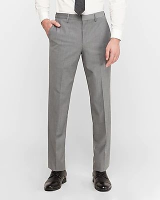 Classic Gray Wool-Blend Performance Stretch Suit Pants