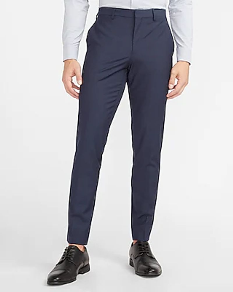 Extra Slim Solid Navy Wool-Blend Modern Tech Suit Pants Blue Men's W30 L30
