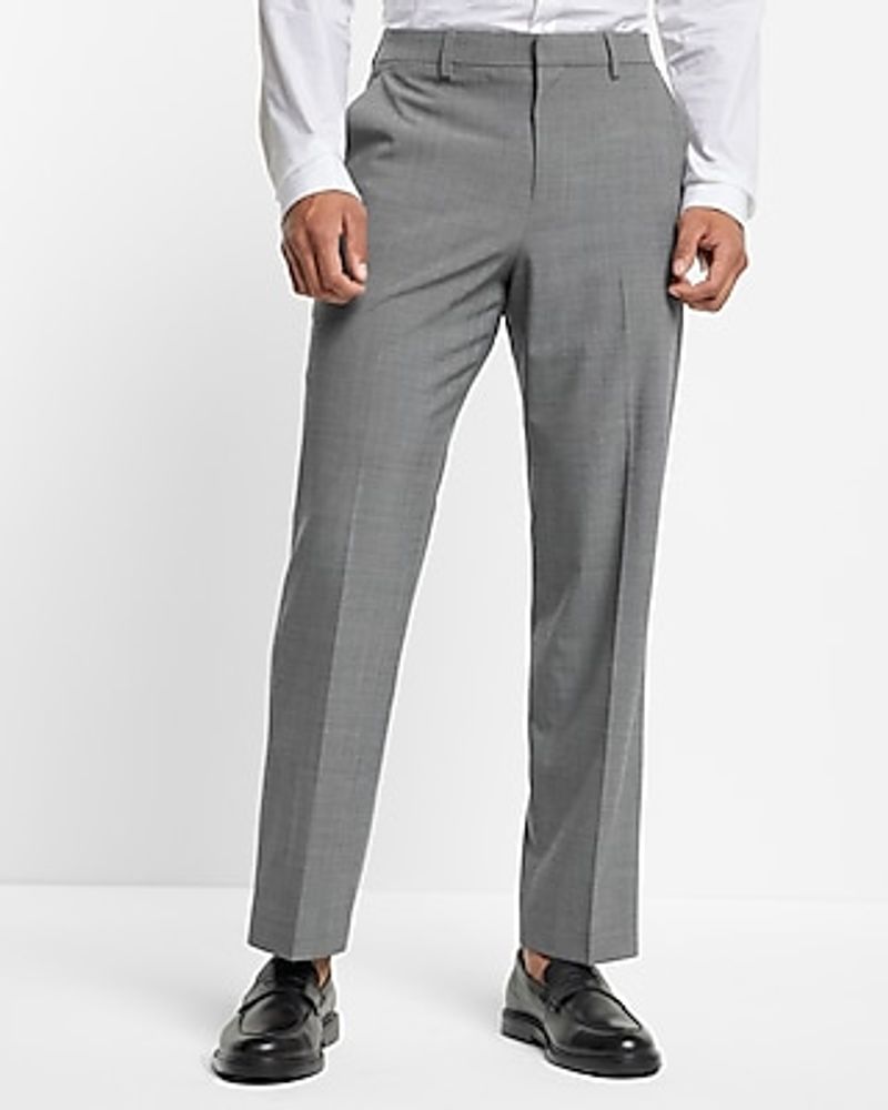 Classic Gray Wool-Blend Modern Tech Suit Pants