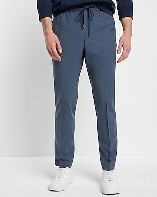 Extra Slim Blue Modern Tech Drawstring Suit Pants Blue Men's W30 L30