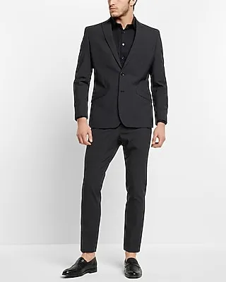 Extra Slim Charcoal Wool-Blend Modern Tech Drawstring Dress Pants Gray Men's W28 L30