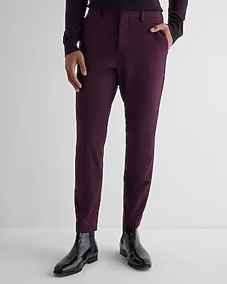 Extra Slim Purple Cotton-Blend Suit Pants