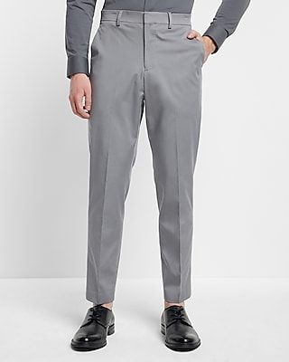 Extra Slim Grey Cotton Stretch Suit Pants