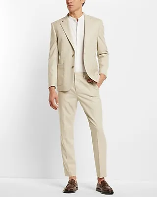 Slim Khaki Slub Suit Pants