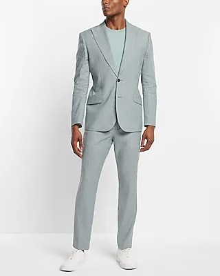 Slim Light Blue Linen Suit Pants