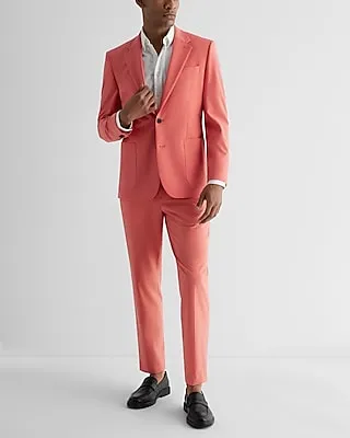 Slim Coral Wool-Blend Modern Tech Suit Pants Orange Men's W30 L32