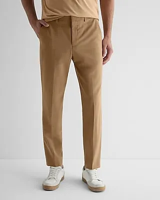 Slim Tan Wool-Blend Modern Tech Suit Pants