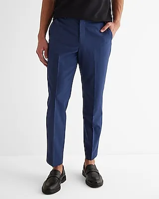 Men's Slim Plaid Wool-Blend Modern Tech Dress Pants Blue W33 L30