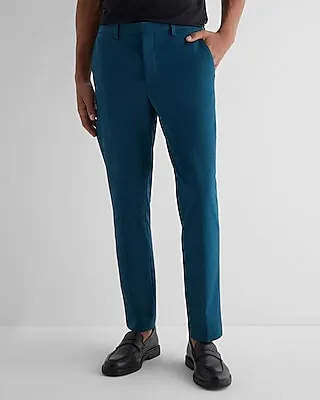 Slim Teal Stretch Cotton-Blend Suit Pants