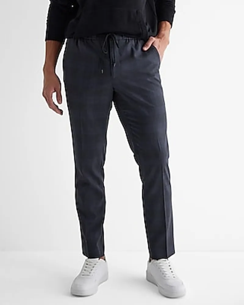 Hamilton Grey High-Waist Plaid Drawstring Pants
