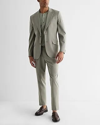 Extra Slim Olive Wool-Blend Modern Tech Belted Suit Pants