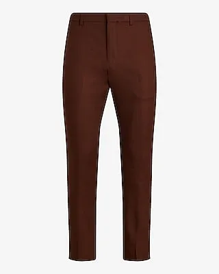 Extra Slim Brown Linen-Blend Stretch Suit Pants