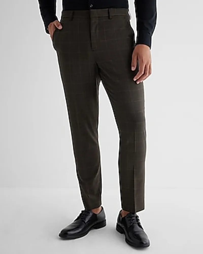Extra Slim Windowpane Wool-Blend Modern Tech Suit Pants Multi-Color Men's W34 L32