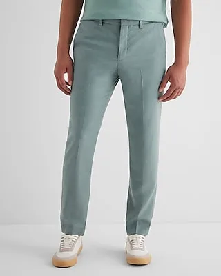 Extra Slim Light Blue Flannel Elastic Waist Suit Pants Blue Men's W32 L32