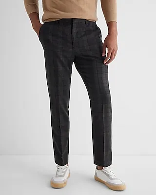 Slim Plaid Wool-Blend Elastic Waist Suit Pants Multi-Color Men's W34 L32