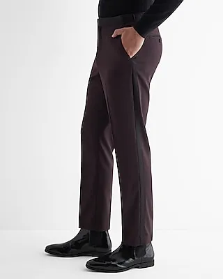Slim Burgundy Satin Dobby Tuxedo Pants Red Men's W30 L34