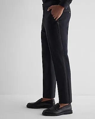 Extra Slim Black Wool-Blend Tuxedo Pants Black Men's W42 L30