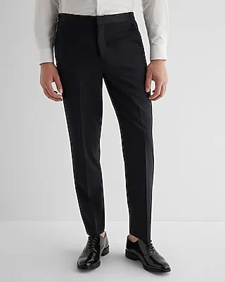 Classic Black Wool-Blend Tuxedo Pants Black Men's W34 L30