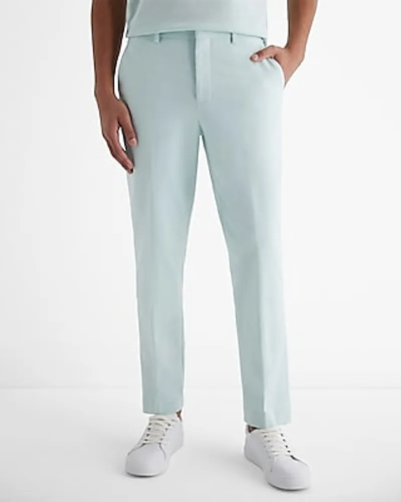 Big & Tall Slim Light Blue Stretch Cotton-Blend Suit Pants Blue Men's W38 L32
