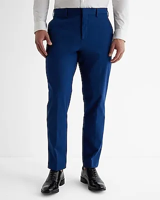 Slim Blue Stretch Cotton-Blend Suit Pants Blue Men's W36 L34