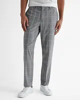 Men's Slim Plaid Elastic Waist Dress Pants Multi-Color W36 L34