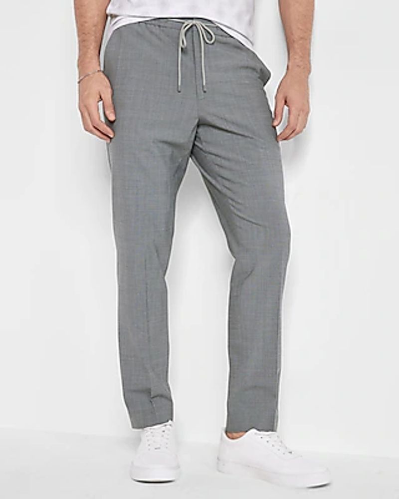Extra Slim Gray Wool-Blend Modern Tech Drawstring Dress Pants Gray Men's W34 L30