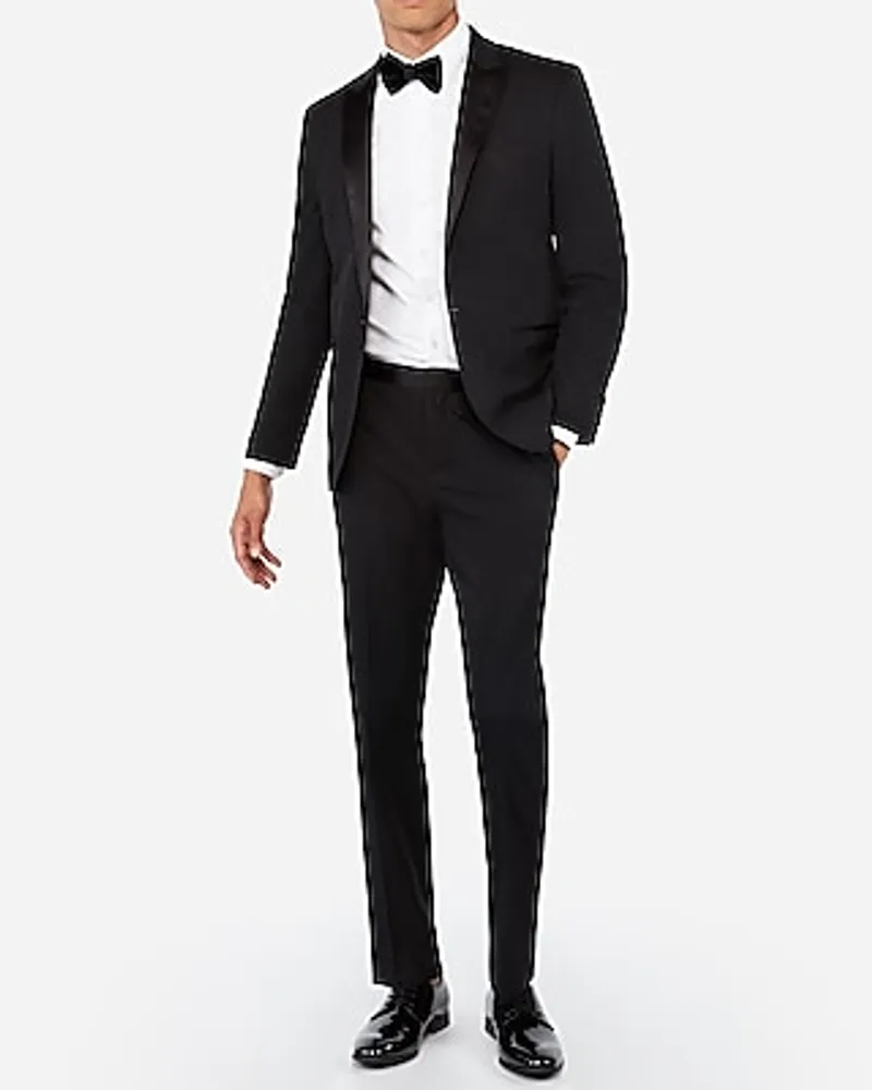 Slim Black Cotton-Blend Tuxedo Pants Black Men's W33 L34