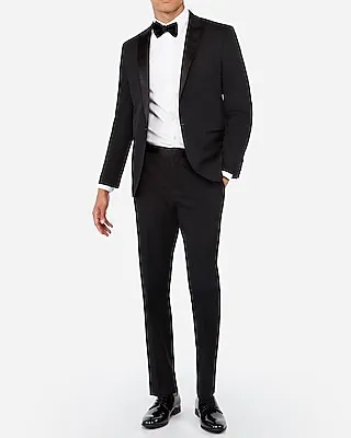 Slim Black Cotton-Blend Tuxedo Pants