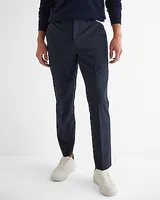 Men's Slim Navy Mini Plaid Modern Tech Dress Pants Blue W33 L30