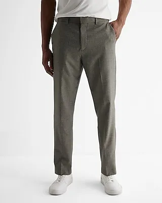 Men's Slim Gray Plaid Dress Pants Gray W30 L32