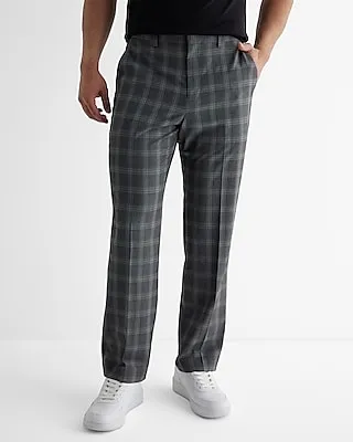 Men's Classic Gray Plaid Dress Pants Gray W33 L30
