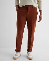 Men's Slim Rust Wool-Blend Cuffed Dress Pants Brown W33 L30